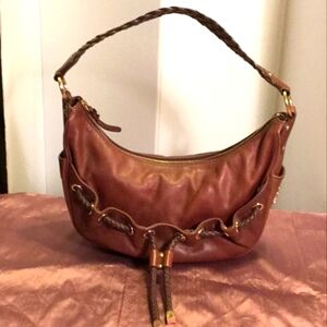 AUTHENTIC MK Elegant Brown Leather Hobo Bag
